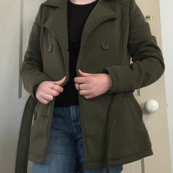 Army green button jacket with pockets - Picture 2 of 3